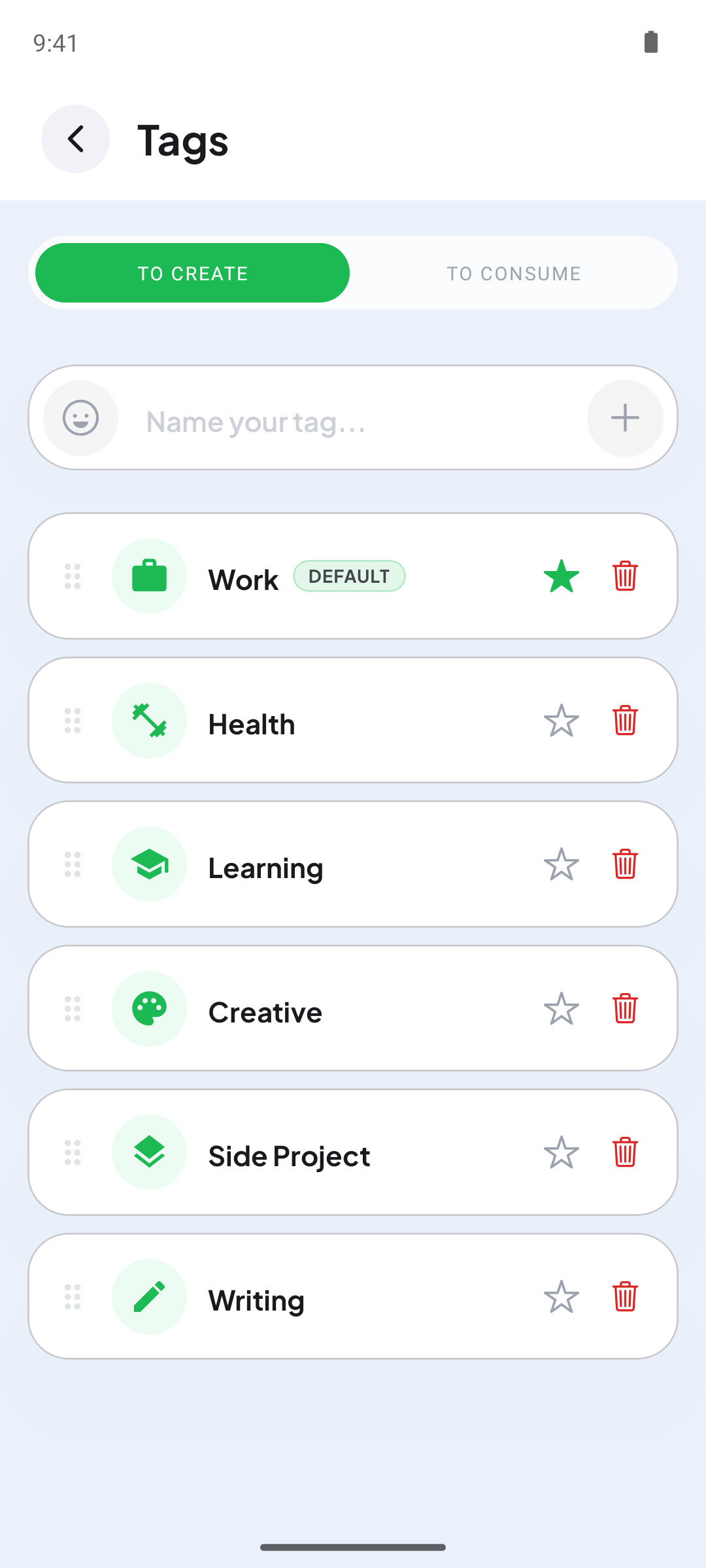 Customizing Tags Screen